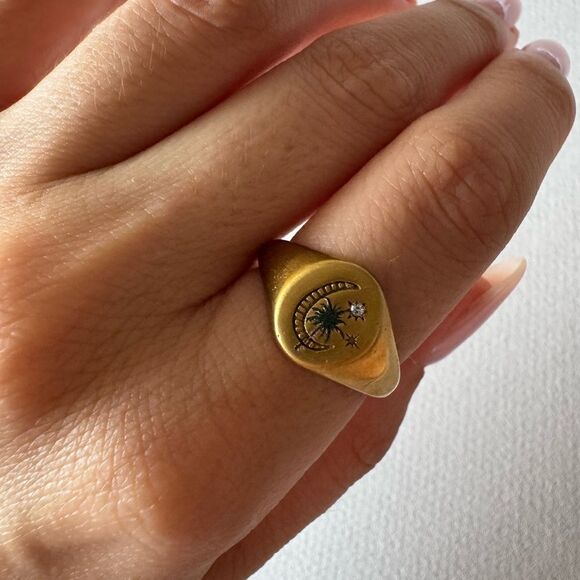 Gold Ring with Palm Tree Design M520 - Picture 4 of 4